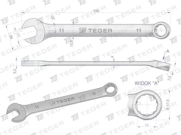 Klucz płasko-oczkowy 11 mm / TEGER