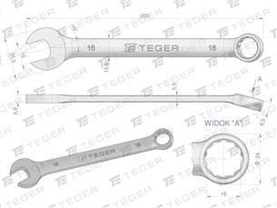 Klucz płasko-oczkowy 16 mm / TEGER