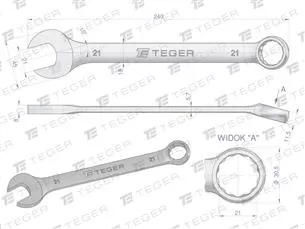 Klucz płasko-oczkowy 21 mm / TEGER