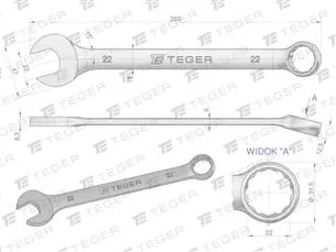 Klucz płasko-oczkowy 22 mm / TEGER