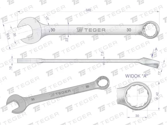 Klucz płasko-oczkowy 30 mm / TEGER