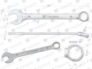 Klucz płasko-oczkowy 32 mm / TEGER