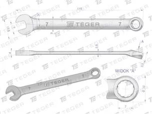 Klucz płasko-oczkowy 7 mm / TEGER