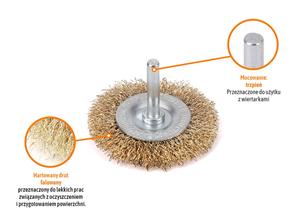 Szczotka tarczowa z trzpieniem - drut falowany FI 6/60 mm / TEGER