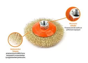 Szczotka tarczowa z nakrętką - drut falowany M14/100 mm / TEGER