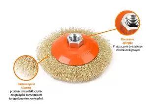 Szczotka tarczowa z nakrętką - drut falowany M14/115 mm / TEGER