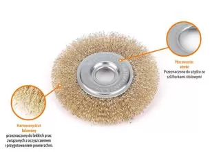 Szczotka tarczowa z otworem - drut falowany FI 22/120 mm / TEGER