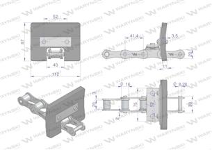 Łańcuch podajnika kłosowego kpl. 31 łopatek 86 x 110 mm zastosowanie Bizon Waryński