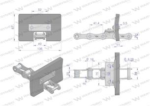 Łańcuch podajnika ziarnowego kpl. 38 łopatek 86 x 136 mm zastosowanie 5058200335 Bizon Rekord Waryński