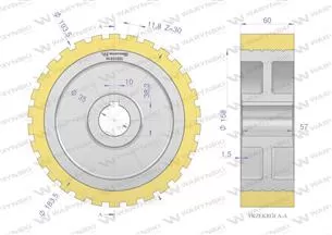 Rolka napędowa zębata PU 194x60x35 zastosowanie 07600704 Grimme WARYŃSKI