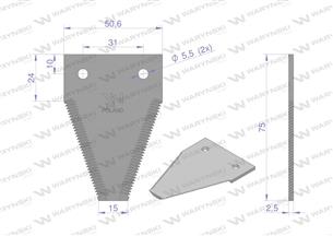 Nóż żniwny ostrza ząbkowane listwa do kosiarek czołowych, listwy boczne do rzepaku WARYŃSKI ( sprzedawane po 30 )