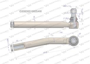 Przegub kierowniczy prawy M22x1.5 G308300100054 WARYŃSKI