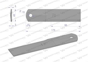 Nóż stały rozdrabniacz słomy sieczkarnia BIZON SUPER Płock Wągrowiec zastosowanie R6 5110700170 fi-10 WARYŃSKI ( sprzedawane po 