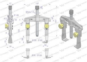 Ściągacz do łożysk dwuramienny typ T 70-130 Waryński