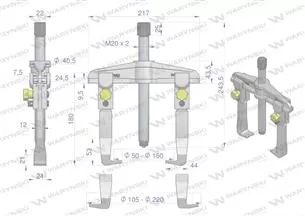 Ściągacz do łożysk dwuramienny typ T 105-220 Waryński