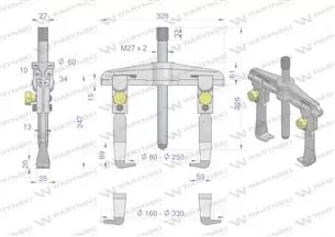 Ściągacz do łożysk dwuramienny typ T 160-330 Waryński