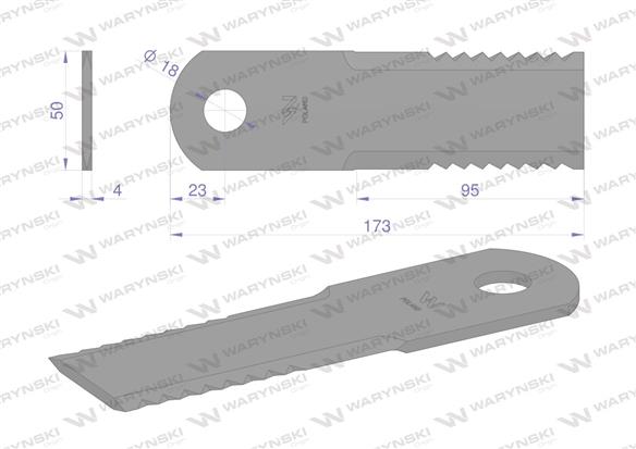 Nóż obrotowy rozdrabniacz słomy sieczkarnia 173x50x4mm otwór 18 zastosowanie 600174 John Deere MF New Holland WARYŃSKI ( sprzeda