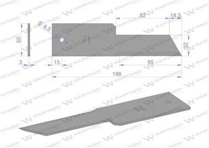 Nóż stały rozdrabniacz słomy sieczkarnia 198x50x3mm otwór 6.5 zastosowanie Z59020 280900Z John Deere WARYŃSKI ( sprzedawane po 2