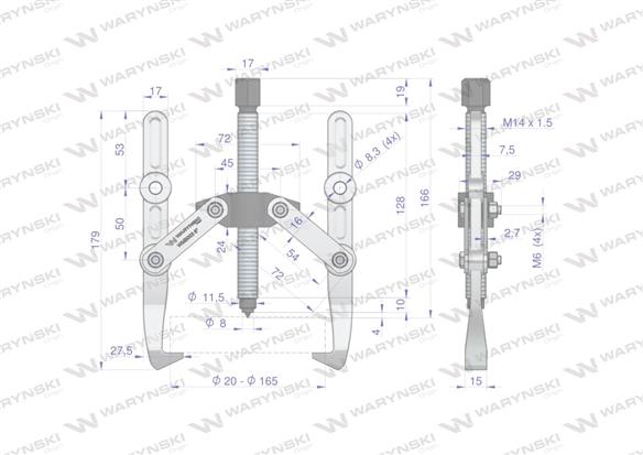 Ściągacz do łożysk dwuramienny 20-165 Waryński