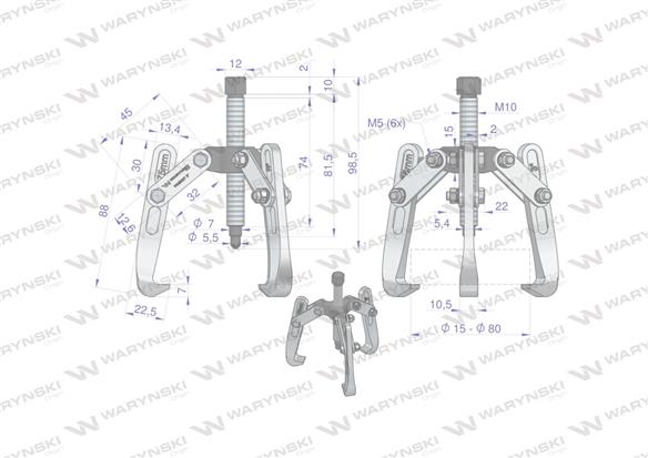 Ściągacz do łożysk trójramienny 15-80 Waryński