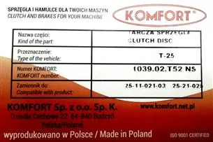 TARCZA SPRZĘGŁA T-25 KOMFORTplecionka 