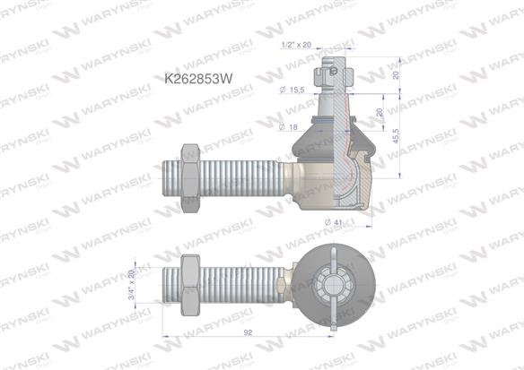 Przegub kierowniczy 3/4' K262853 WARYŃSKI