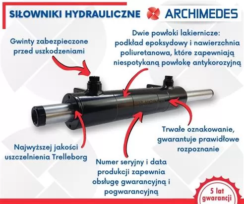 Cylinder hydrauliczny - siłownik dwustronny CJ2F-80/45/200ZN cyklop chwytak ARCHIMEDES