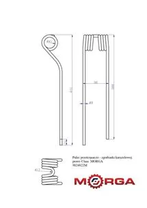 Palec przetrząsaczo - zgrabiarki karuzelowej prawy Claas 9024822 malowane proszkowo MORGA