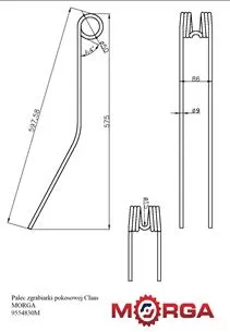 Palec zgrabiarki pokosowej Claas L 600 X 86 X 9 malowane proszkowo MORGA-189298