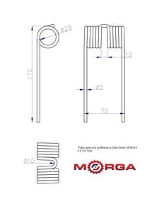 Palec sprężysty podbieracza John Deere CC25176 malowane proszkowo MORGA