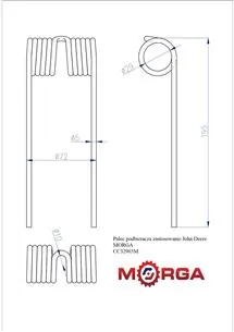 Palec podbieracza zastosowanie John Deere CC32965 malowane proszkowo MORGA