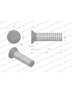 Śruba kpl. płużna dwunoskowa M14x35 mm kl.12.9 Waryński - 1 sztuka