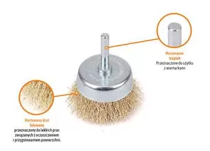 Szczotka doczołowa z trzpieniem - drut falowany FI 6/60 mm / TEGER