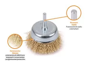 Szczotka doczołowa z trzpieniem - drut falowany FI 6/80 mm / TEGER