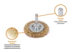 Szczotka tarczowa z trzpieniem - drut falowany FI 6/50 mm / TEGER