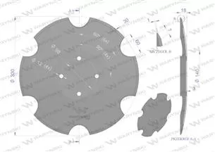 Talerz uzębiony fi 330 otwór 4x98 stal borowa WARYŃSKI R