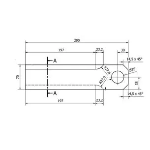 Nóż do przystawki do kukurydzy 290x70x6, otwór fi 35 mm, wzmacniany -zamiennik- Olimac: DR12300