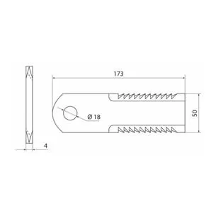 Nóż szarpacza słomy, ryflowany, 173X50X4, otwór fi 18
