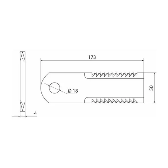 Nóż szarpacza słomy, ryflowany, 173X50X4, otwór fi 18
