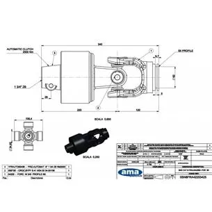 Przegub kompletny kat. 8 (W2500) ze sprzęgłem automatycznym 1 3/4-6, 2500 Nm, na profil gwiazda zew.: 61x47 mm