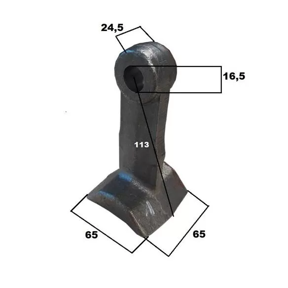 Bijak młotkowy fi 16,5, szerokość ostrza 60 mm, szerokość główki mocującej 25 mm, promień 116 mm 0901156 / 0901147 RECO FERRI