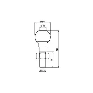 Kula 50 mm z zaczepem M22x1,5