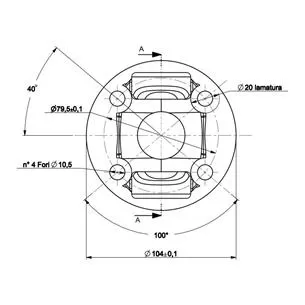 Widłak kołnierzowy kat. 4 średnica 104 mm cztero otworowy na krzyżak 27x74,6