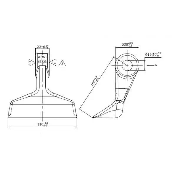 Bijak młotkowy 110x22x16,5 mm, R105, 63-RM-7-16, 0901134