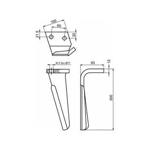 Nóż do brony aktywnej L:300mm Alpego,D01270,KE1270-230493