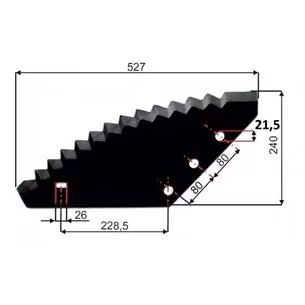 Nóż do paszowozu 560x250x5, uniwersalny,średnica otworu 21,5 mm,79723, 70-230