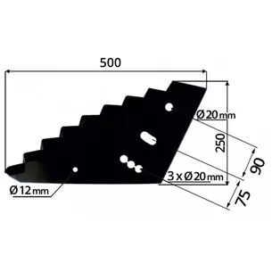 Nóż do paszowozu 500x8 mm, mały Sano, Mayer wzmocniony zamiennik średnica otworu 20 mm