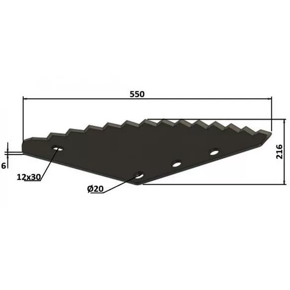 Nóż do paszowozu 550x216x6, wzmocniony, uniwersalny, otwór 20 mm