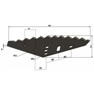 Nóż do paszowozu 552x211x6 - Pronar (50 HRC)