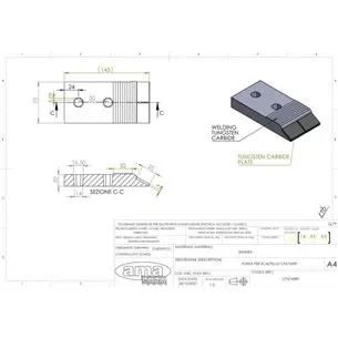 Nakładka do dłuta MICHEL wzmocnione płytką węglika wolframu i napawem - 70x20x145 Made in Italy